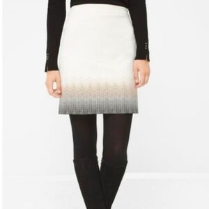 White House Black Market Cream and Black Chevron Mini Skirt